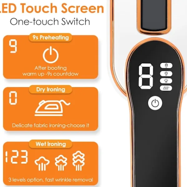 Hot 1190W Mini Resestrykjärn, Liten Vikbar Bärbar Resestrykjärn med LED-Display och 4 Ångnivåer