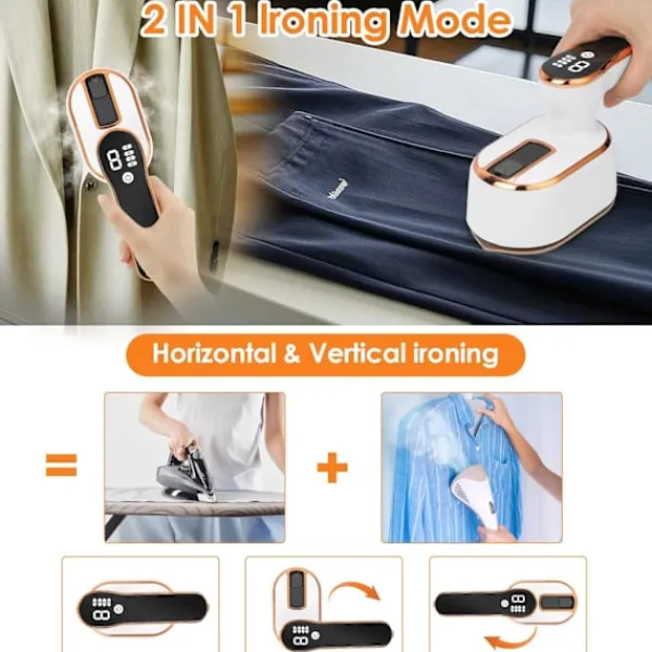 Hot 1190W Mini Resestrykjärn, Liten Vikbar Bärbar Resestrykjärn med LED-Display och 4 Ångnivåer