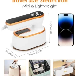 New 1190W Mini Resestrykjärn, Liten Vikbar Bärbar Resestrykjärn med LED-Display och 4 Ångnivåer