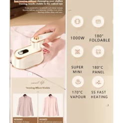 Sale ATELA 1000w Mini Travel Steamer strykjärn，Handhållna bärbara ångkokare för kläder Liten klädångare Resestorlek Handhållet