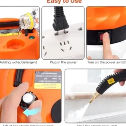 Online 2500W ångrengörare, högtrycksångrengörare för rengöring, bärbar handhållen ångrengörare för hemmabruk, ångrengörare för bildetaljering med
