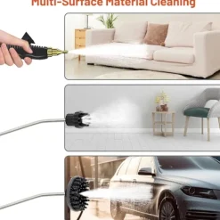 New 2500W Ångrengörare, Högtryckstvätt för Rengöring, Bärbar Handhållen Ångrengörare för Hembruk, Ångrengörare för Bildetaljering med 3 Borsthuvuden,