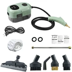 Outlet 2500W Ångrengörare med Touchskärm, 1000ml Stor Kapacitet, Med 5 Olika Munstycken (Grön)