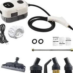 Sale 2500W Ångrengörare med Touchskärm, 1000ml Stor Kapacitet, Med 5 Olika Munstycken (Vit)