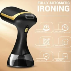 Sale 1500W Portabel Klädångare - 230V, Europeisk Kontakt, Plast, Skrynkelborttagning, Kompakt Design, Lämplig för Hem- och Resebruk(FQ) Svart