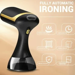 Clearance 1500W Portabel Klädångare - 230V, Europeisk Kontakt, Plast, Skrynkelborttagning, Kompakt Design, Lämplig för Hem- och Resebruk Black