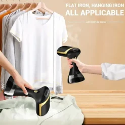 Clearance 1500W Portabel Klädångare - 230V, Europeisk Kontakt, Plast, Skrynkelborttagning, Kompakt Design, Lämplig för Hem- och Resebruk Black