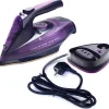 Hot 2400W Sladdlös Ångstrykjärn med 5 Justerbara Hastigheter, Anti-Dropp, Anti-Kalk, EU-Kontakt, Lila - 2m Strömkabel