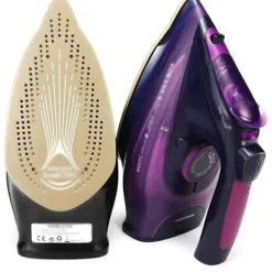 Hot 2400W Sladdlös Ångstrykjärn med 5 Justerbara Hastigheter, Anti-Dropp, Anti-Kalk, EU-Kontakt, Lila - 2m Strömkabel