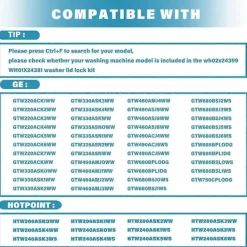 Online WH02X24399 Låsbleck för Tvättmaskinslock och WH01X24381 Ram för Tvättmaskinslock för och Toppmatad Tvättmaskin