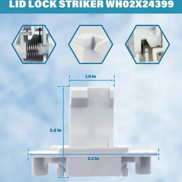 Hot WH02X24399 Låsbleck för Tvättmaskinslock och WH01X24381 Ram för Tvättmaskinslock för och Toppmatad Tvättmaskin