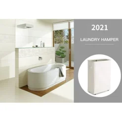 *WOWLIVE Smal tvättkorg på hjul, hopfällbar rullande tunn tvättkorg, vikbar rektangulär vattentät stående praktisk tvättkorg, smutsig tvättpåse