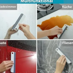 Clearance 2x fönsterraka, duschraka, silikonskrapa för speglar, fönster, glas och ytor i kök, badrum, bil | Praktisk skrapa för