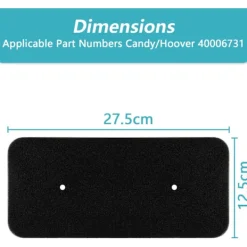 2x Torktumlare Filter för Godis, Svampfilter för Hoover Candy 40006731 Torktumlare, Kondenstorktumlare Svampfilter | 275 x 125 x 10 mm