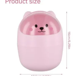 Clearance 16x12,5cm Bordsbehållare, Liten Skrivbords Papperskorg med Lock, Mini Avtagbar Söt Pennhållare, Söt Papperskorg, Pla