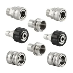Clearance XJ-Rostfritt Stål Högtryckstvätt Snabbkopplingskit, m22 14mm Till 3/8in Snabbkoppling, 3/4in Till 1/2in Qu