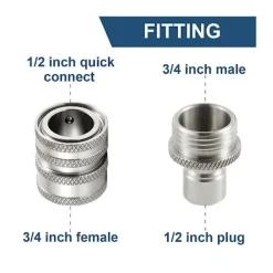 Clearance XJ-Rostfritt Stål Högtryckstvätt Snabbkopplingskit, m22 14mm Till 3/8in Snabbkoppling, 3/4in Till 1/2in Qu