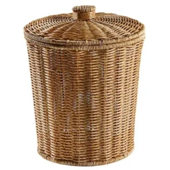 Hot Yhsqv - vävd korg papperskorg rund rotting papperskorg med lock planter vävda korgar korg papperskorg