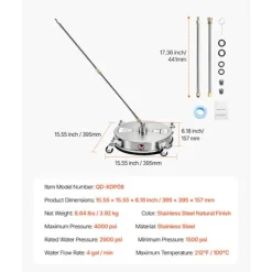 Discount DUOKU Yt rengörare - - QD-XDP08 - Rostfritt stål - 395 mm - 18 L/min Rostfritt stål med naturlig finish