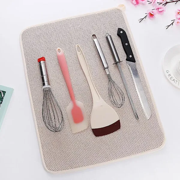 Discount yyhh Diskunderlägg Mikrofiber Diskhandduksmatta, Superabsorberande, Mikrofiber Diskhandduksmatta Beige